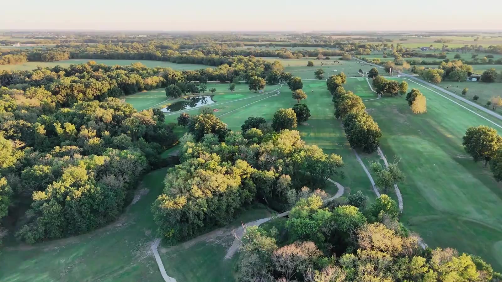 The clubhouse at Crawford Hills from the air